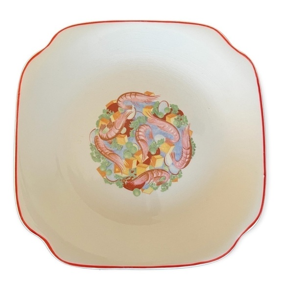 CAMWOOD IVORY Vintage 40’s 50’s Seafood Fruit Veggies Square Luncheon Plates - Picture 3 of 8